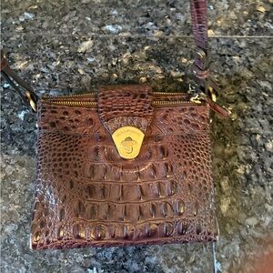 Brahmin Brown Crocodile Embossed Crossbody Bag